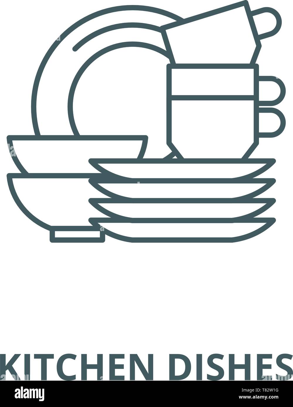 Kitchen Dishes Vector Line Icon Linear Concept Outline Sign Symbol Stock Vector Image Art Alamy
