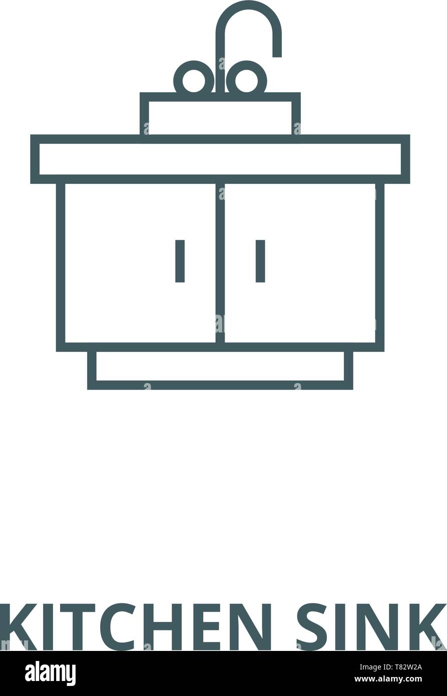 Kitchen sink vector line icon, linear concept, outline sign, symbol ...