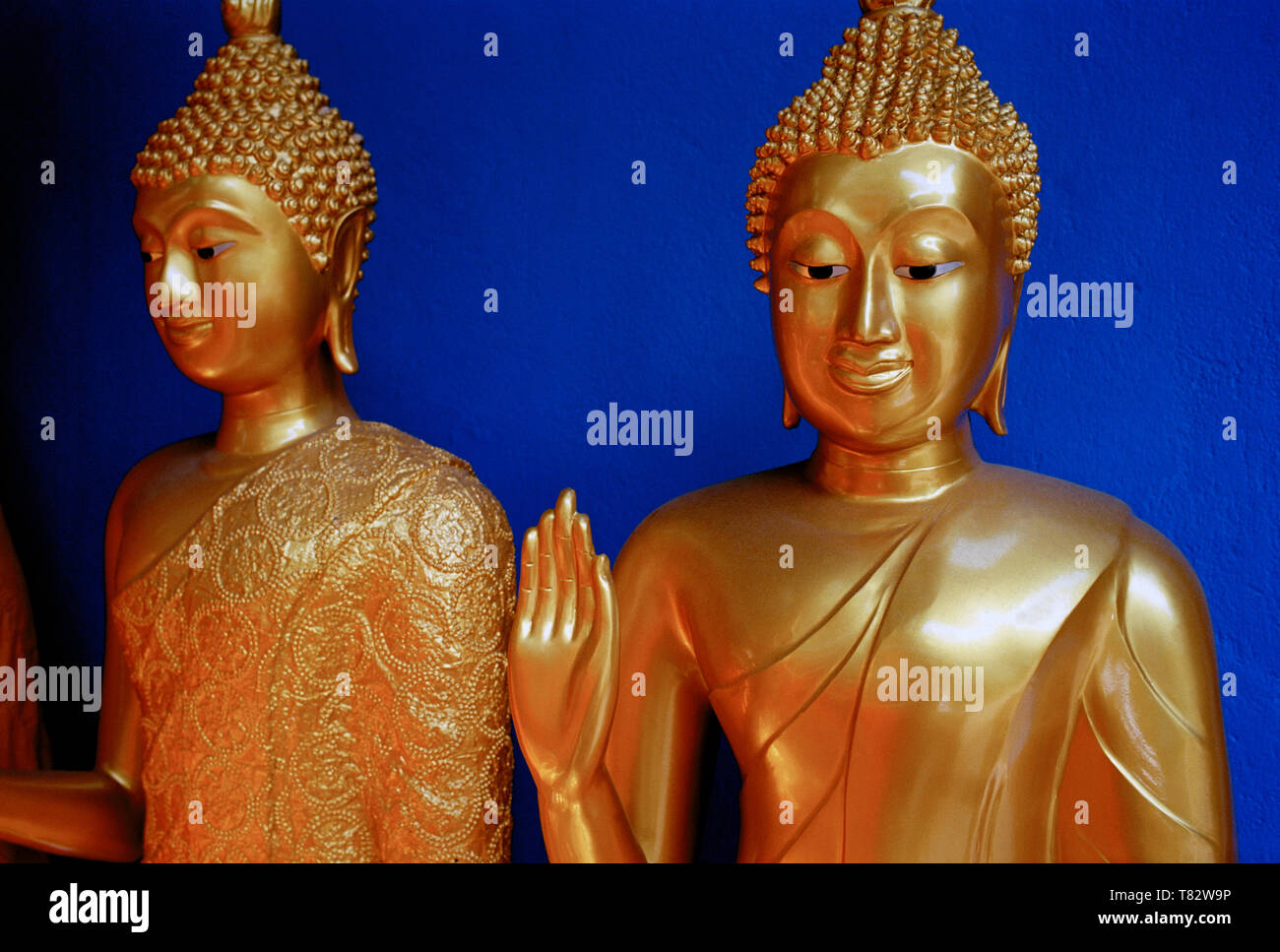 Buddha statues in Bamrung Muang Road in Bangkok in Thailand in Southeast Asia Far East. Ethereal