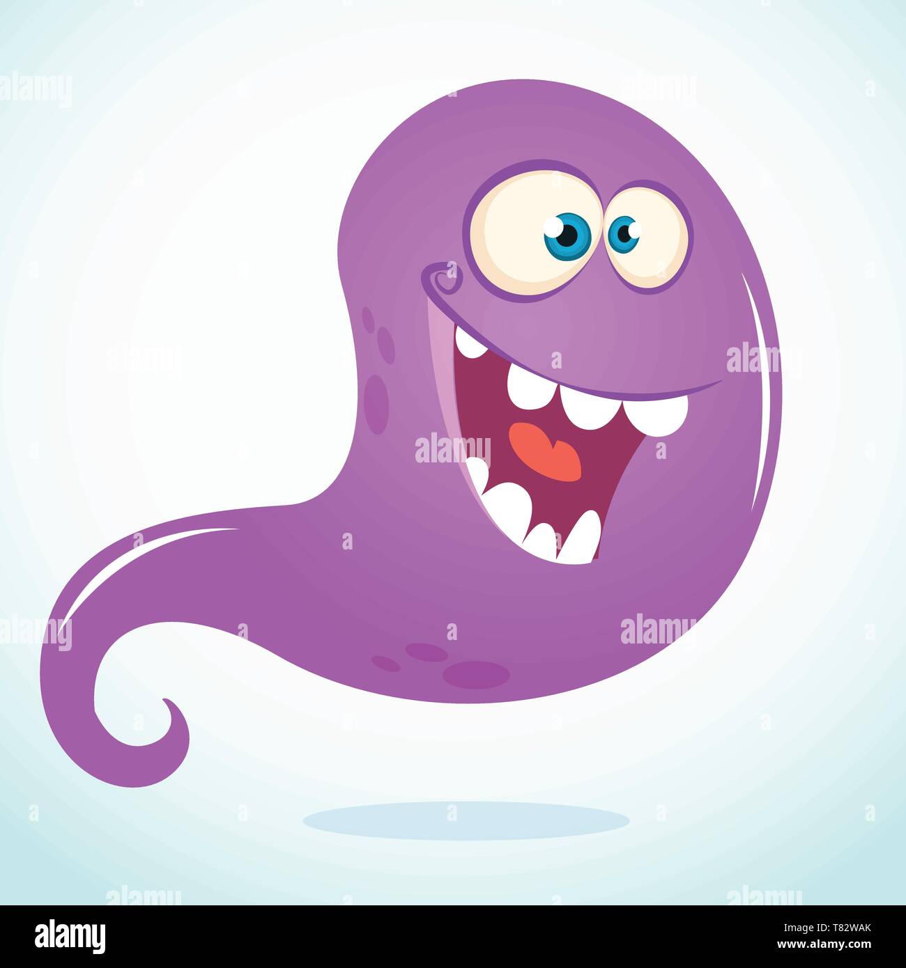 Happy cartoon monster. Vector Halloween purple monster illustration ...