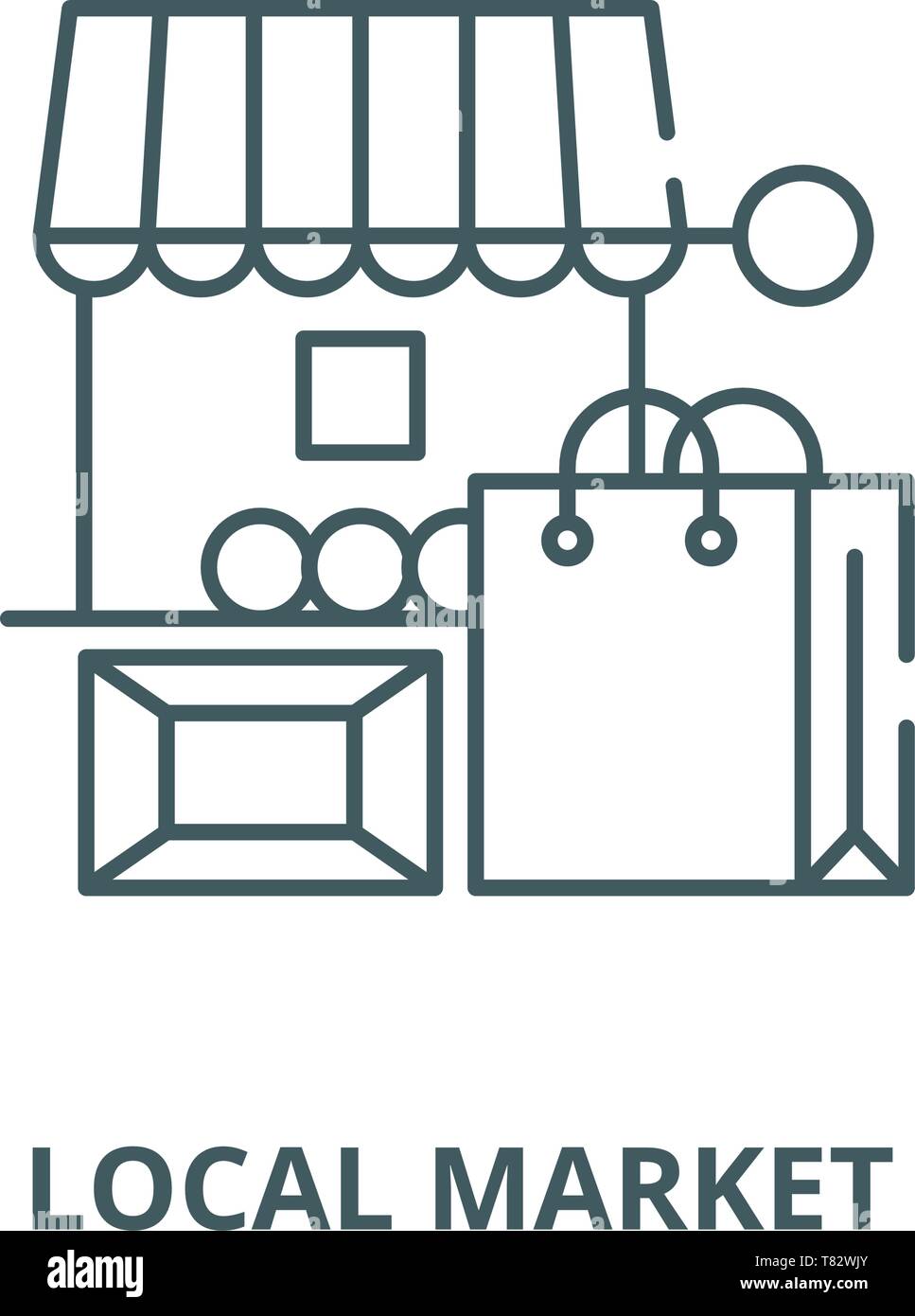 Local market vector line icon, linear concept, outline sign, symbol ...