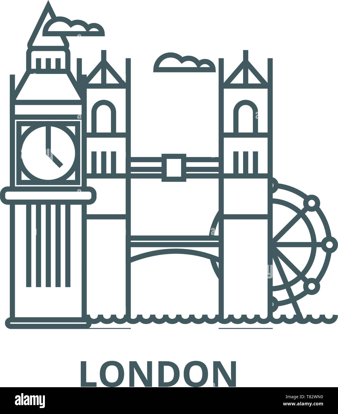London vector line icon, linear concept, outline sign, symbol Stock ...