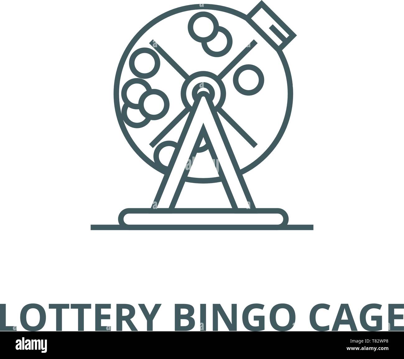 Lottery bingo cage vector line icon, linear concept, outline sign, symbol Stock Vector