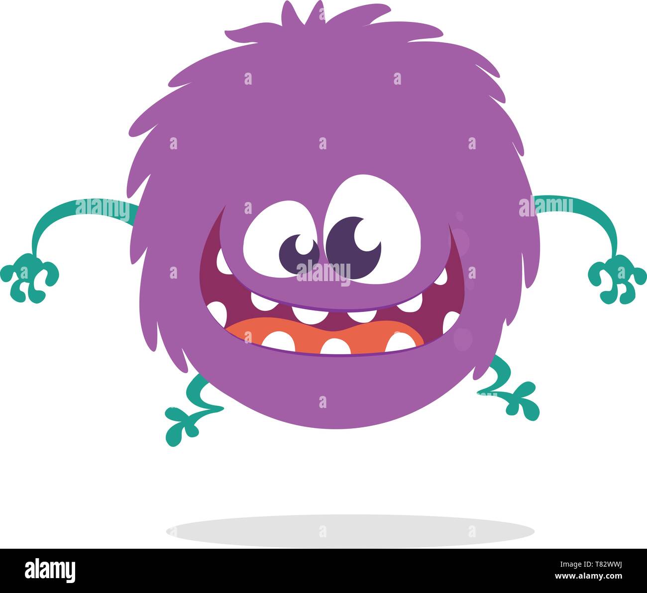 Cartoon Happy Monster. Vector illustration of purple monster character ...
