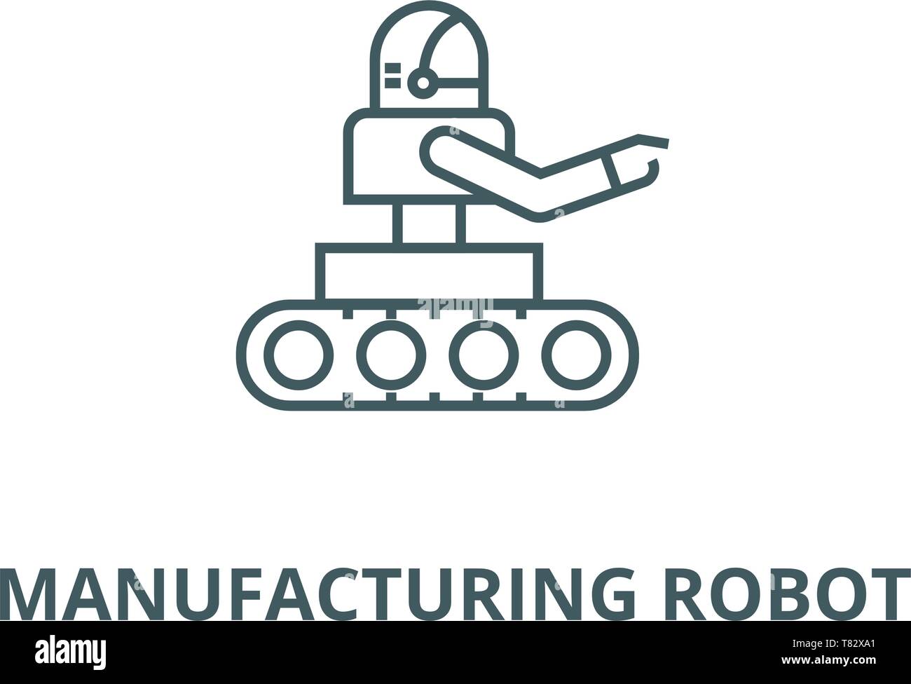 Manufacturing robot vector line icon, linear concept, outline sign ...