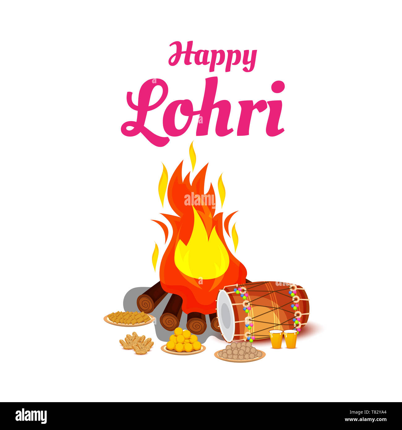 Vector illustration of a Background for Happy Lohri Stock Photo ...