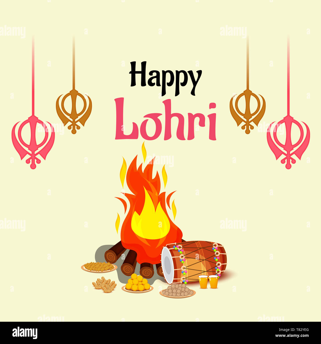 Vector illustration of a Background for Happy Lohri Stock Photo Alamy