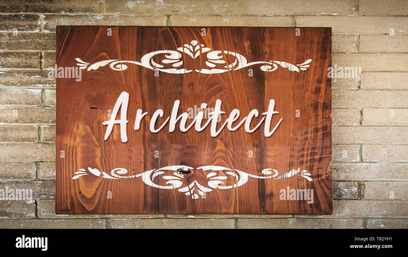 Street Sign the Direction Way to Architect Stock Photo - Alamy