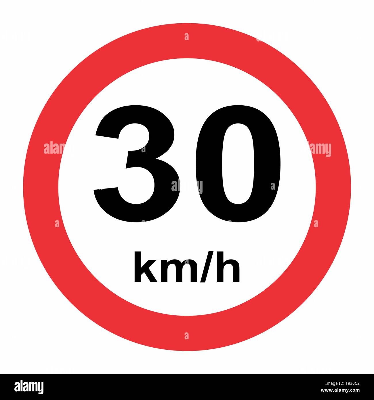Illustration of 30 kmh speed limit traffic sign Stock Vector Image & Art -  Alamy