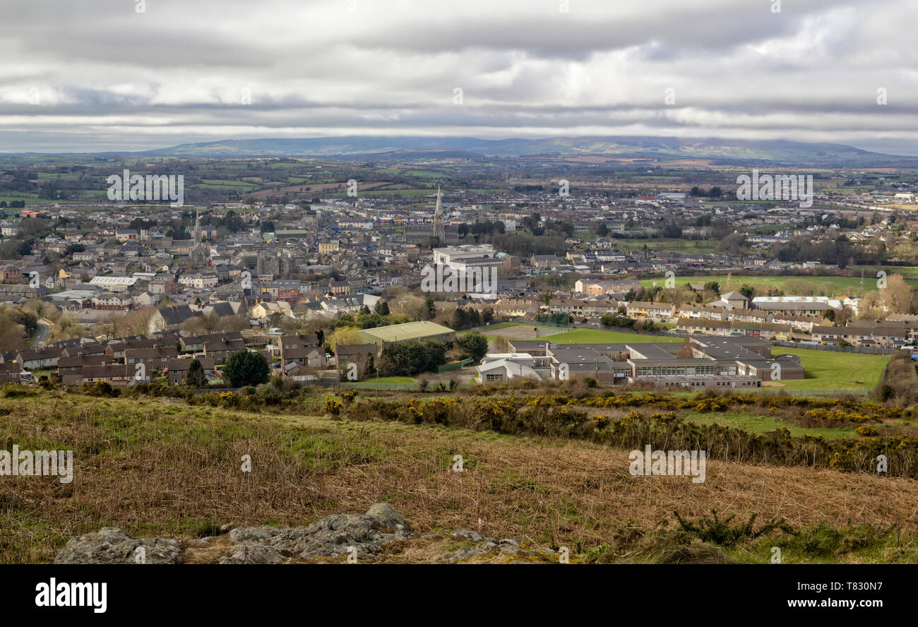The town of Enniscorthy seen from Vinegar Hill in County Wexford