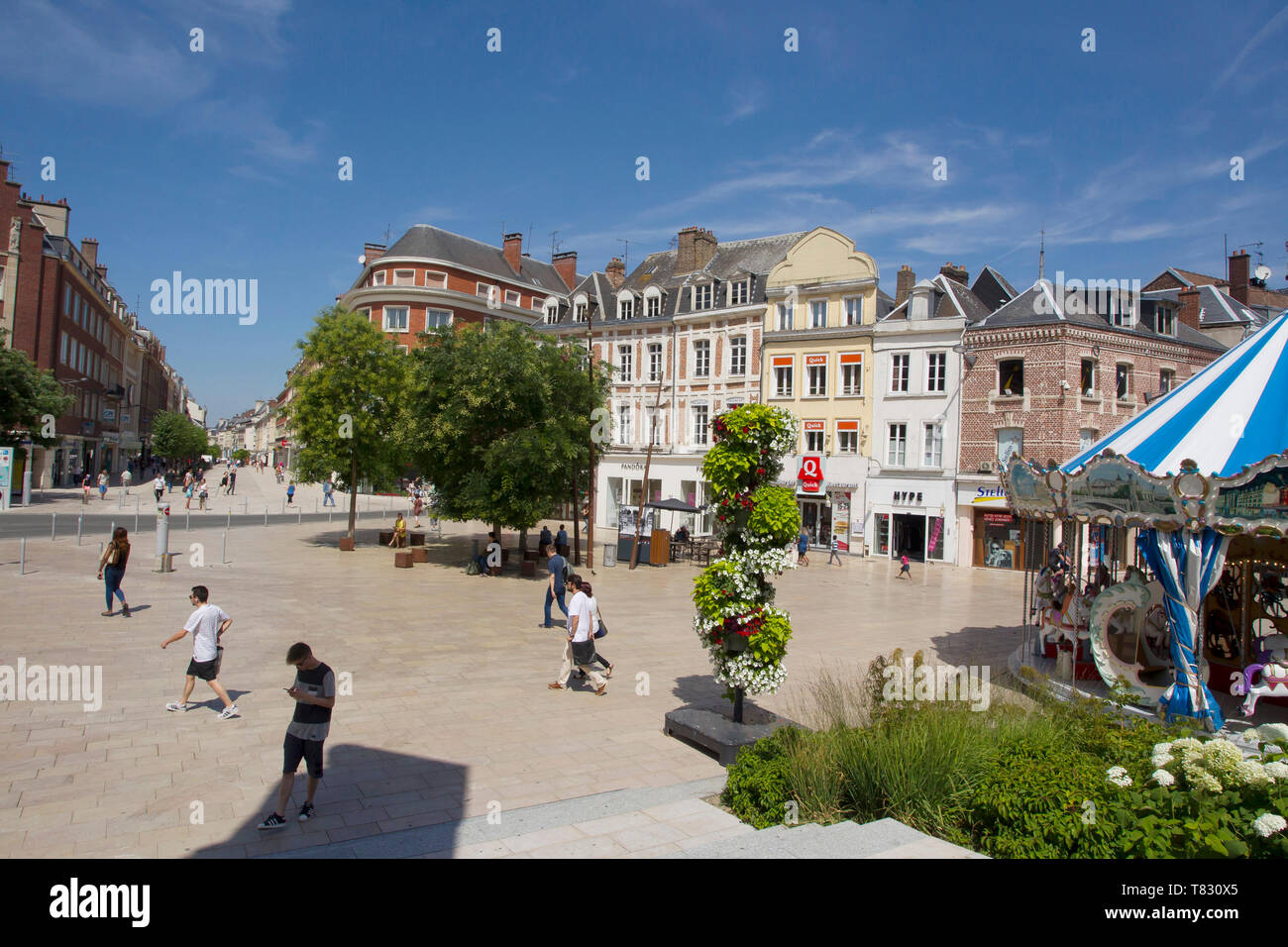 Amiens (northern France): buildings in Òplace Rene GobletÓ square, in ...