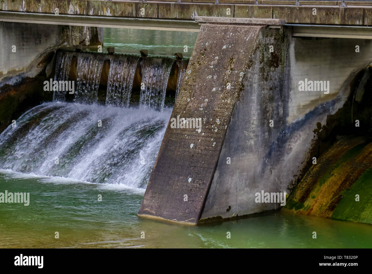 dam weir in river isar, munich Stock Photo