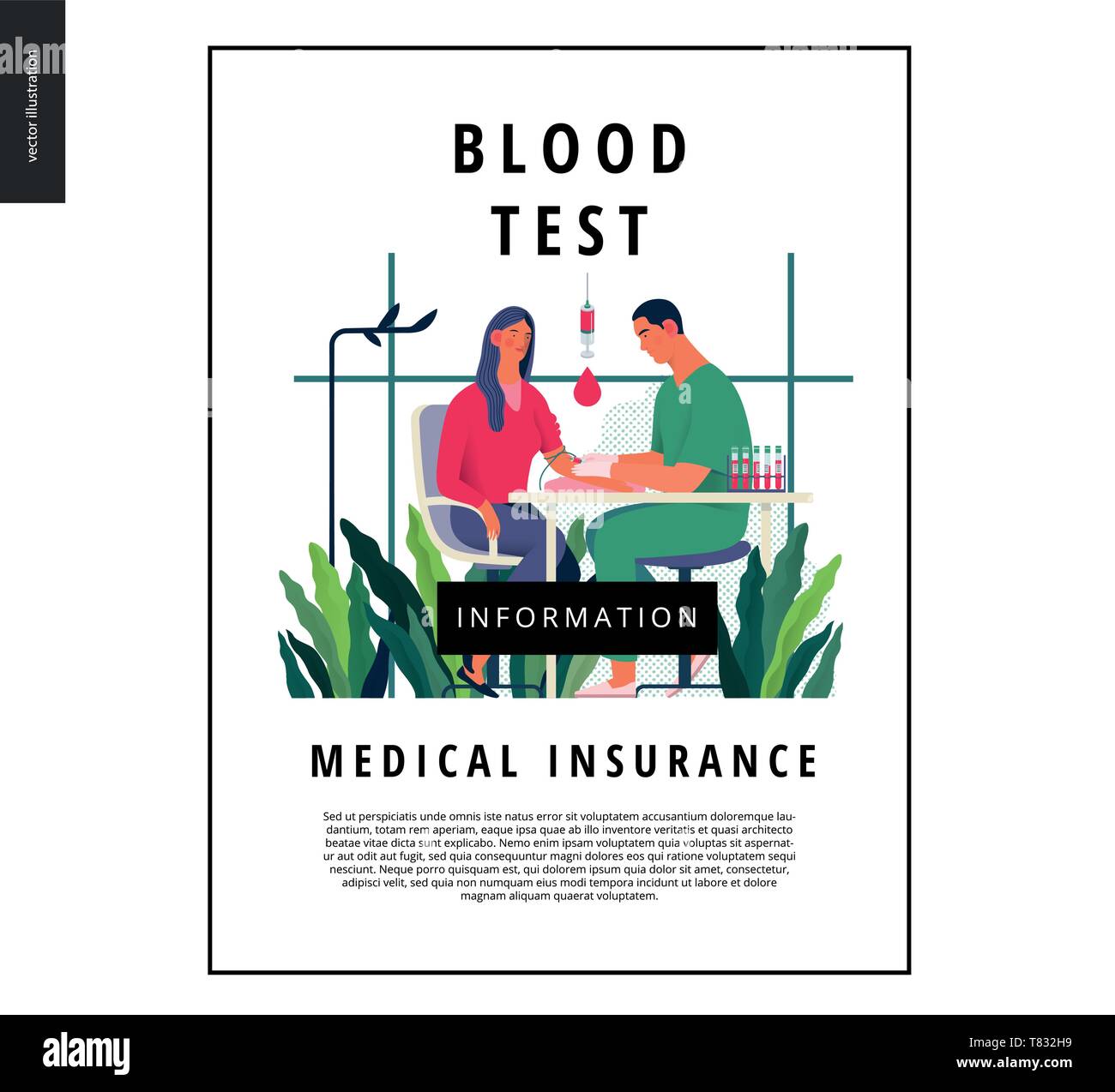 Medical tests template blood test modern flat vector concept
