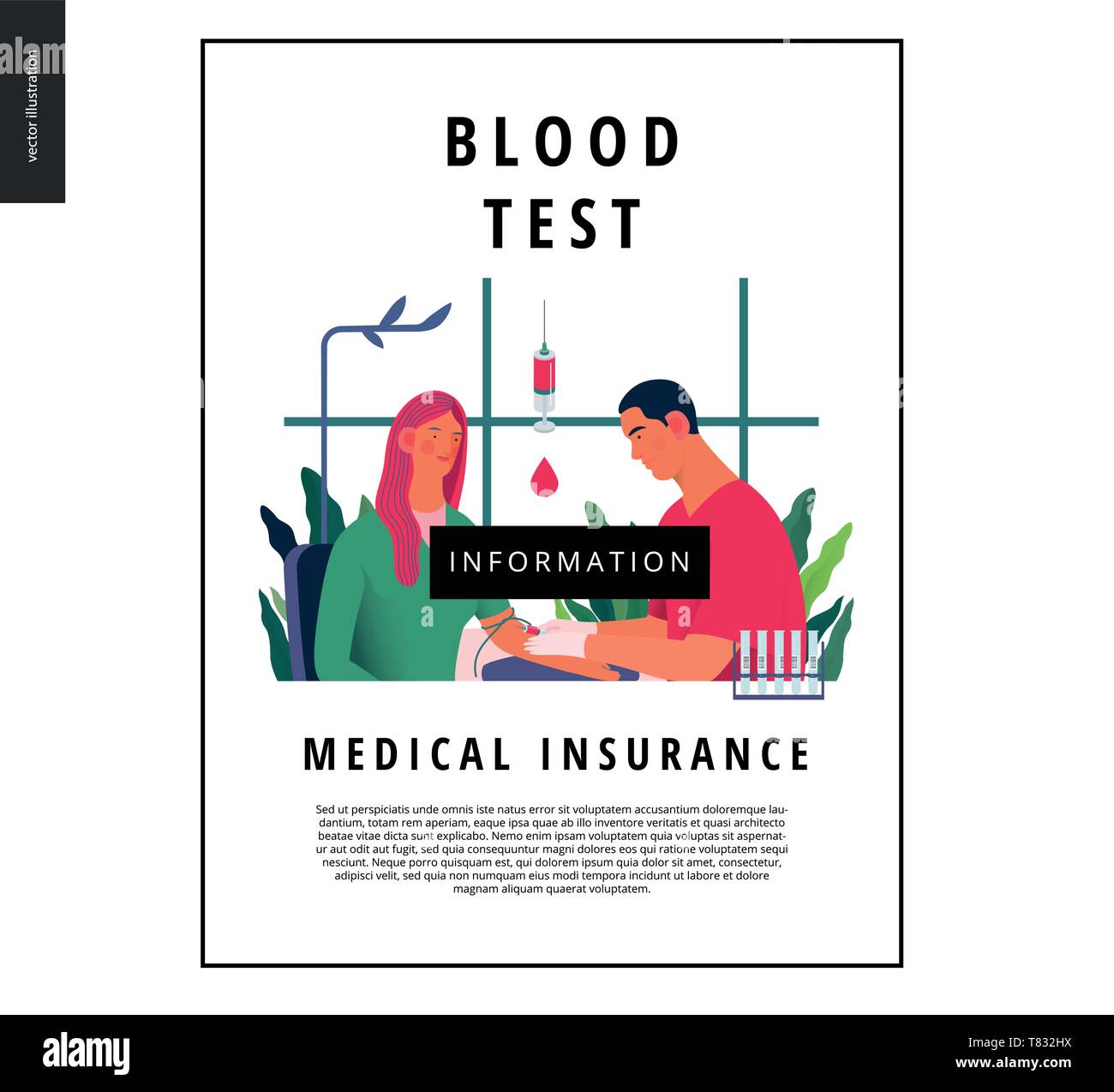 Medical tests template blood test modern flat vector concept