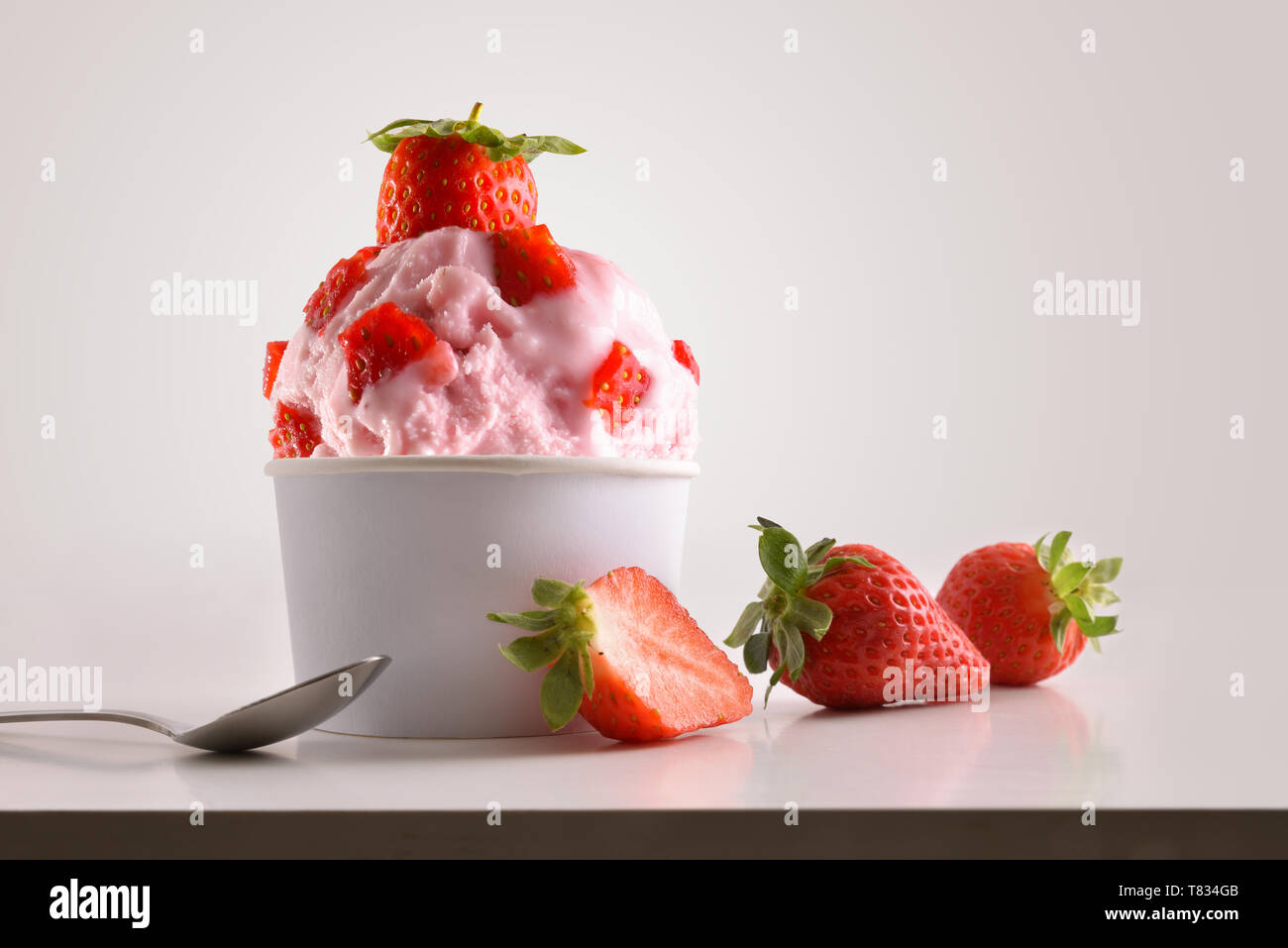 Ice cream balls in paper cup Stock Photo