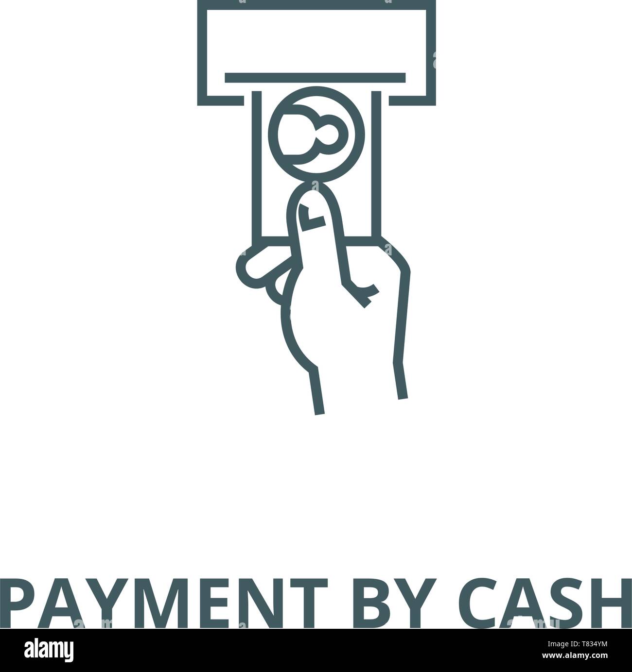 Payment by cash vector line icon, linear concept, outline sign, symbol ...