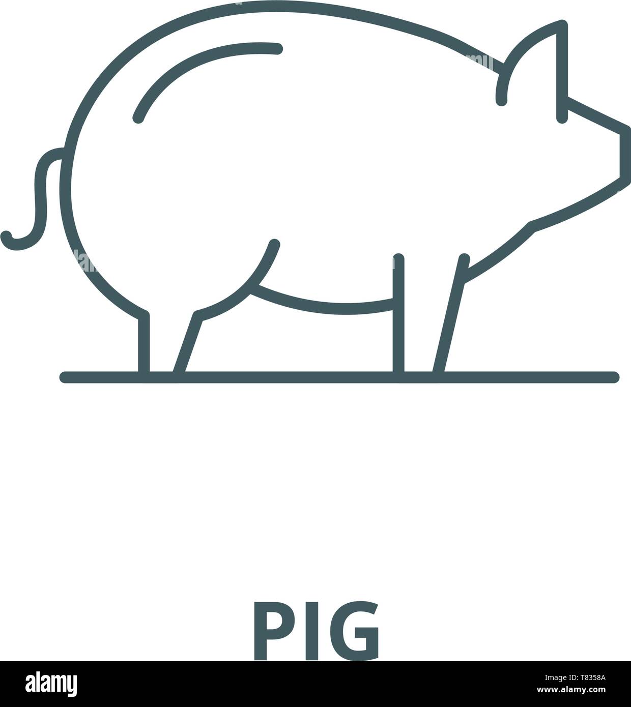Pig vector line icon, linear concept, outline sign, symbol Stock Vector ...