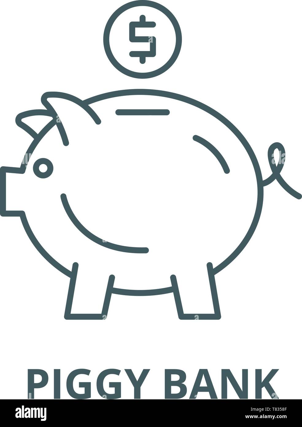 Piggy bank vector line icon, linear concept, outline sign, symbol Stock ...