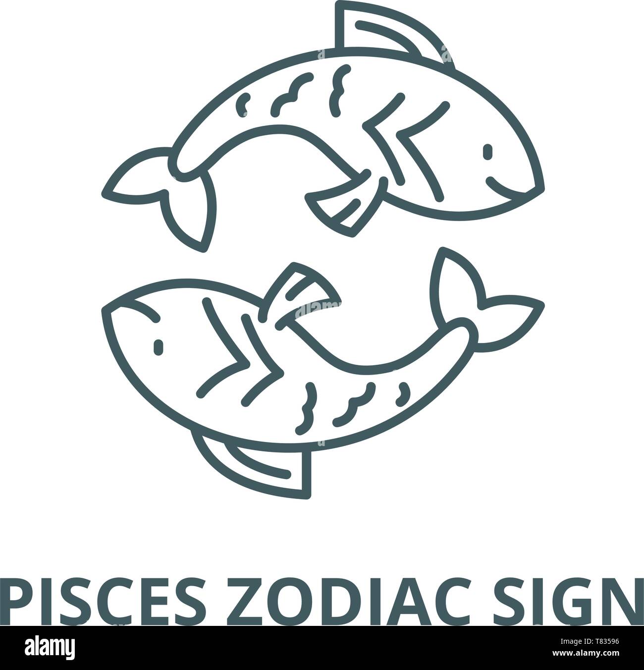 Pisces Zodiac Sign Vector Line Icon Linear Concept Outline Sign