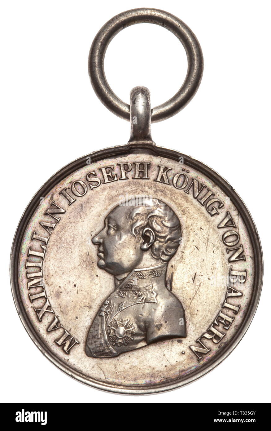 A Military Merit Medal in Silver from the Franco-German War 1870/71 Very precisely struck medal of the stamp used after 1848 in the typical version for 1871 with the robust, semi-circular eyelet. After the Wars of Liberation, Losch's stamped signature under the portrait was omitted, similar to the Military Award for Corpsmen (then hidden in the sleeve section). A total of 799 silver medals were awarded for the war of 1870/71. They are therefore scarcer than the type used for China and the World War with die smith Ries with circa 3,000 bestowals. , Additional-Rights-Clearance-Info-Not-Available Stock Photo