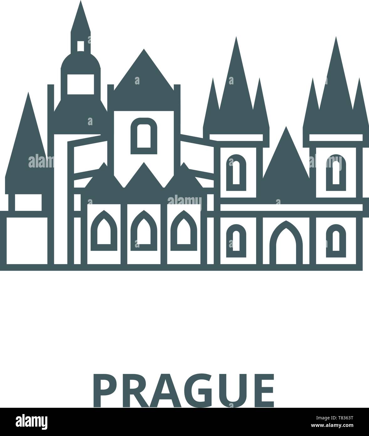 Prague vector line icon, linear concept, outline sign, symbol Stock Vector