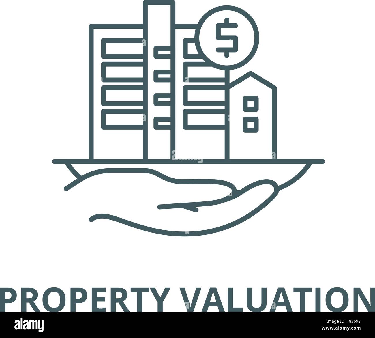 Property valuation vector line icon, linear concept, outline sign