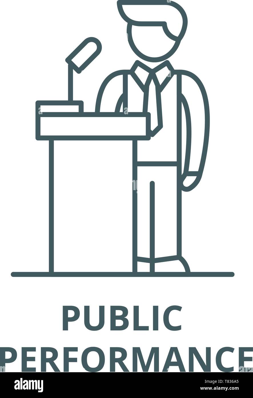 Public performance vector line icon, linear concept, outline sign, symbol Stock Vector