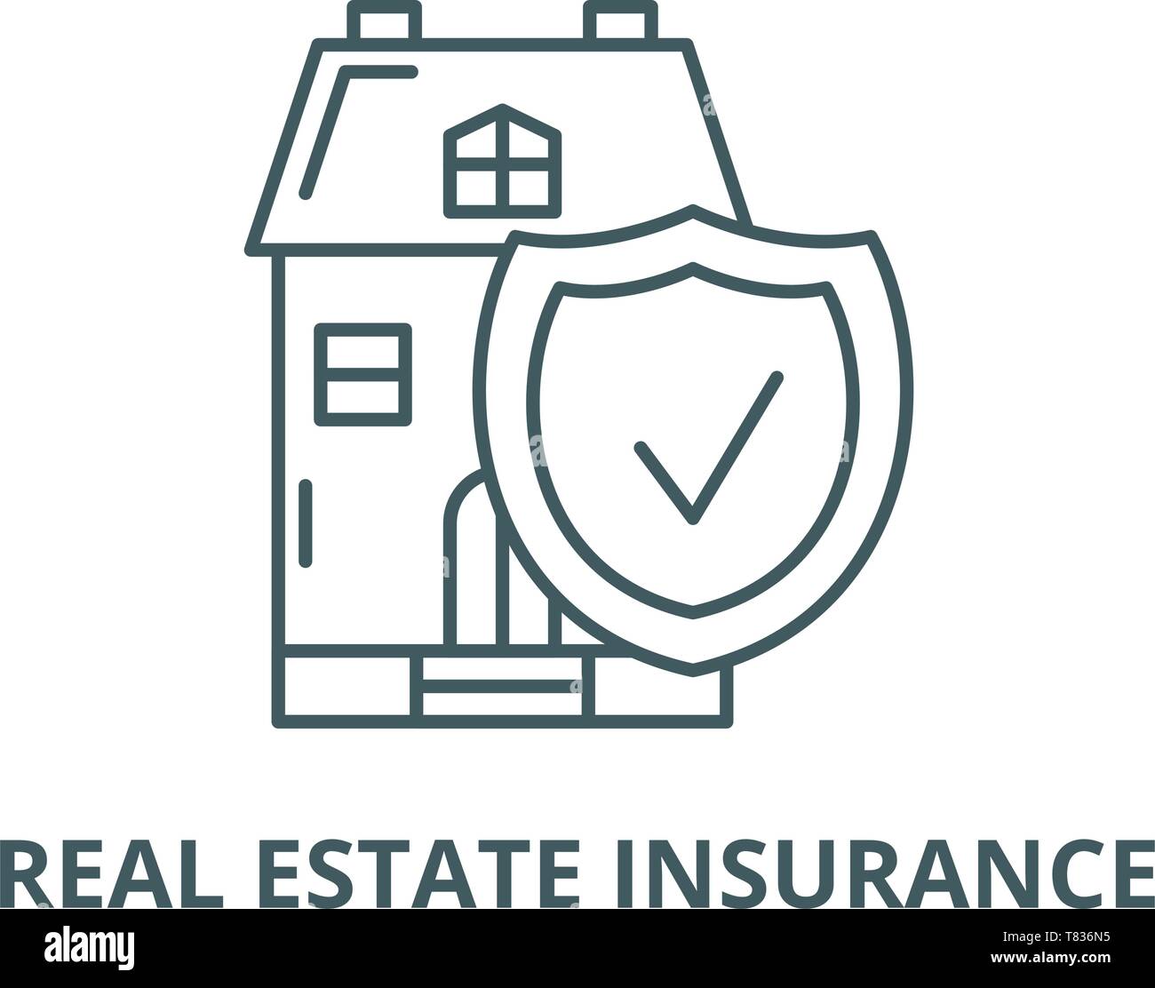 Real estate insurance vector line icon, linear concept, outline sign, symbol Stock Vector Image