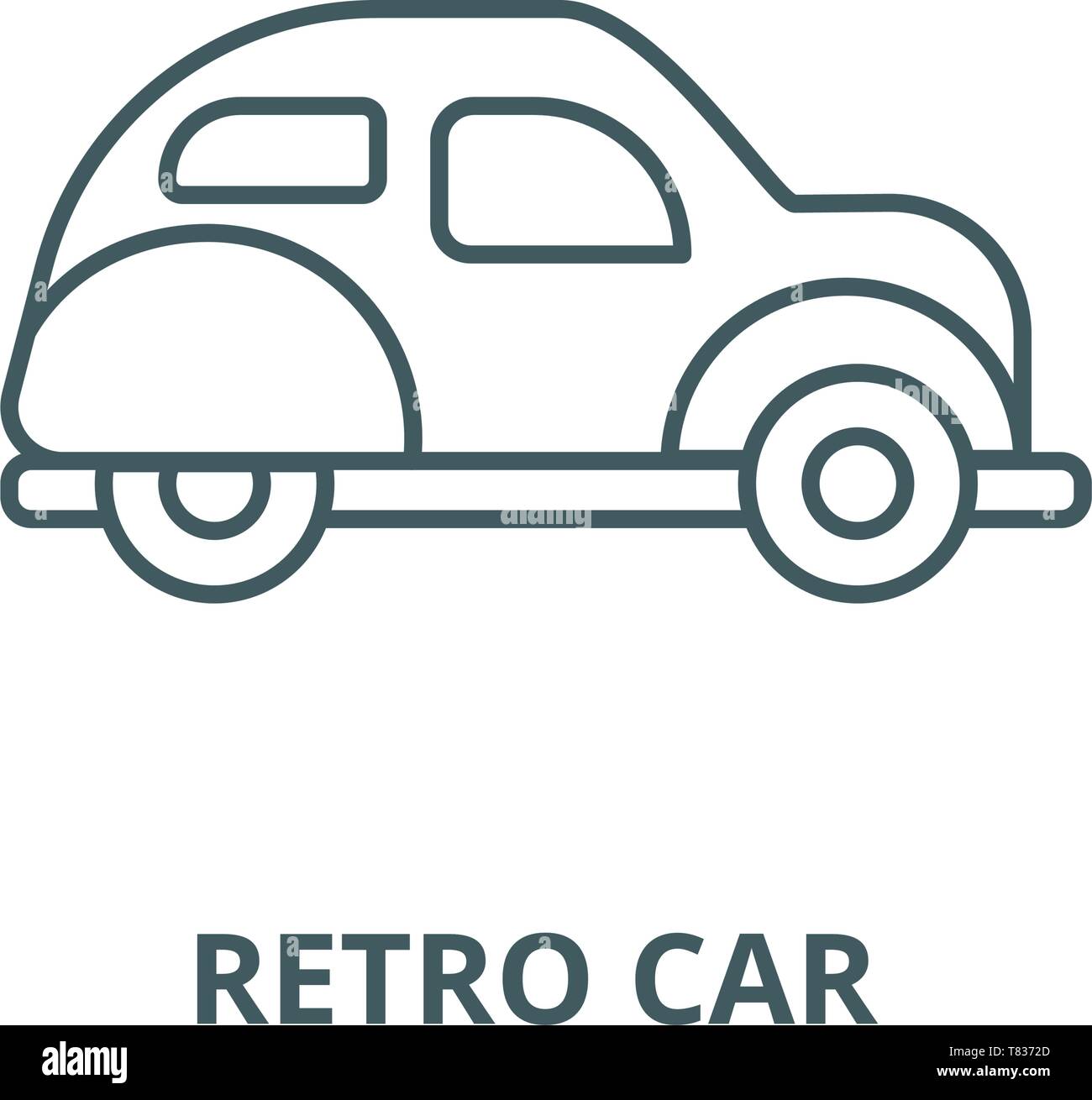 Retro car vector line icon, linear concept, outline sign, symbol Stock ...
