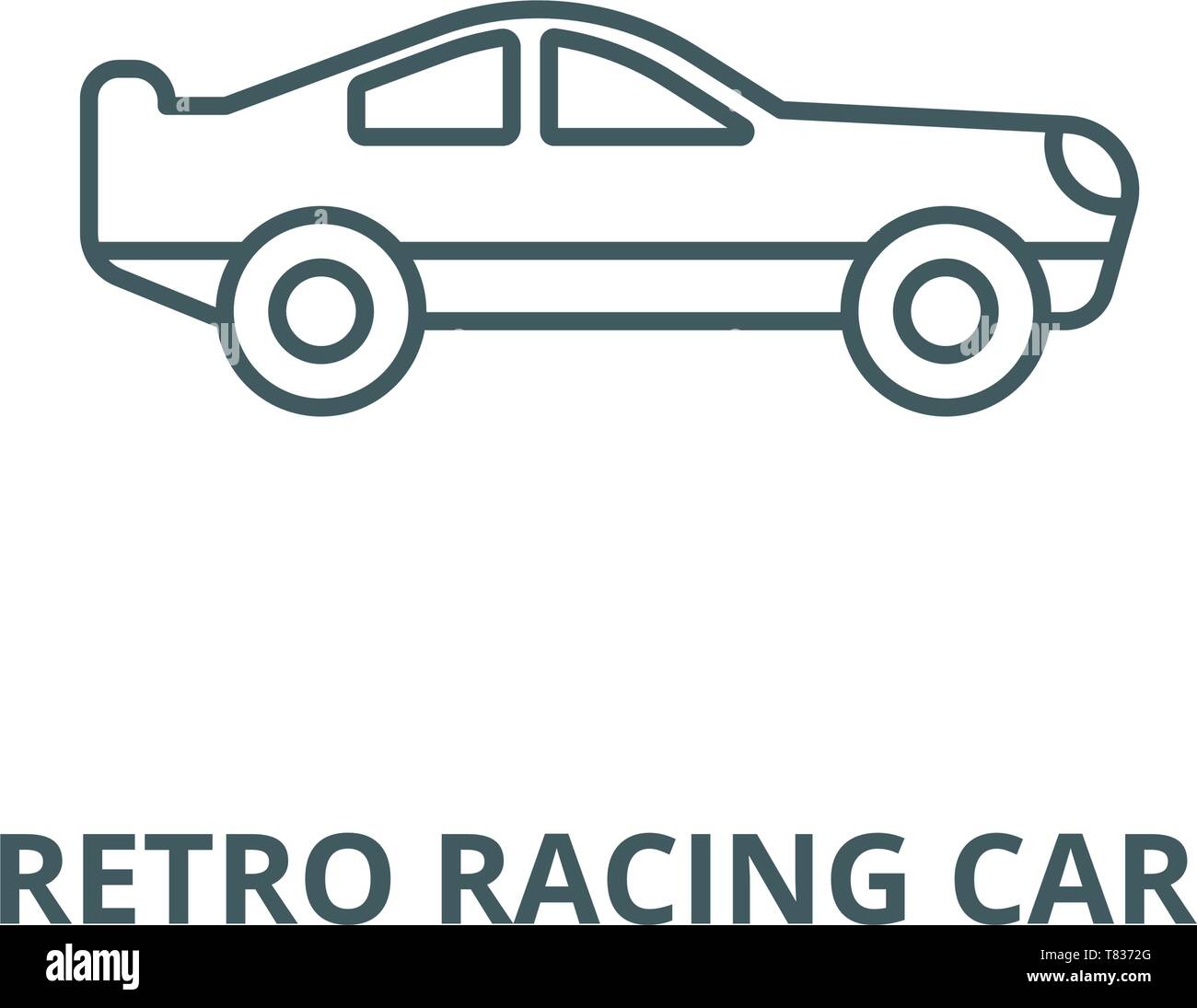 Retro racing car vector line icon, linear concept, outline sign, symbol ...