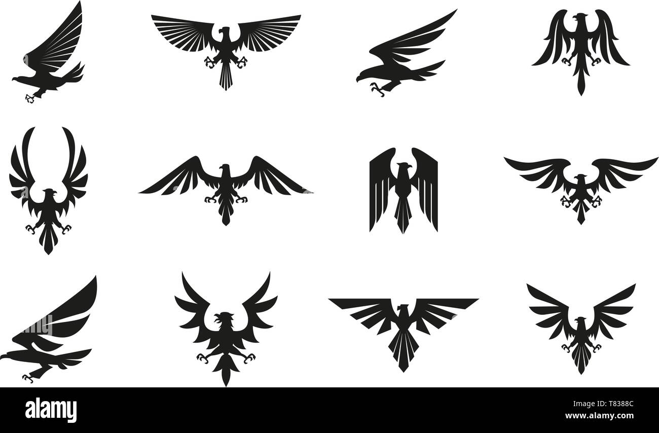 Set Of Black Heraldic Eagle Symbols On White Background Stock Vector Image Art Alamy Set Of Black Heraldic Eagle Symbols On White Background Stock Vector Image Art Alamy