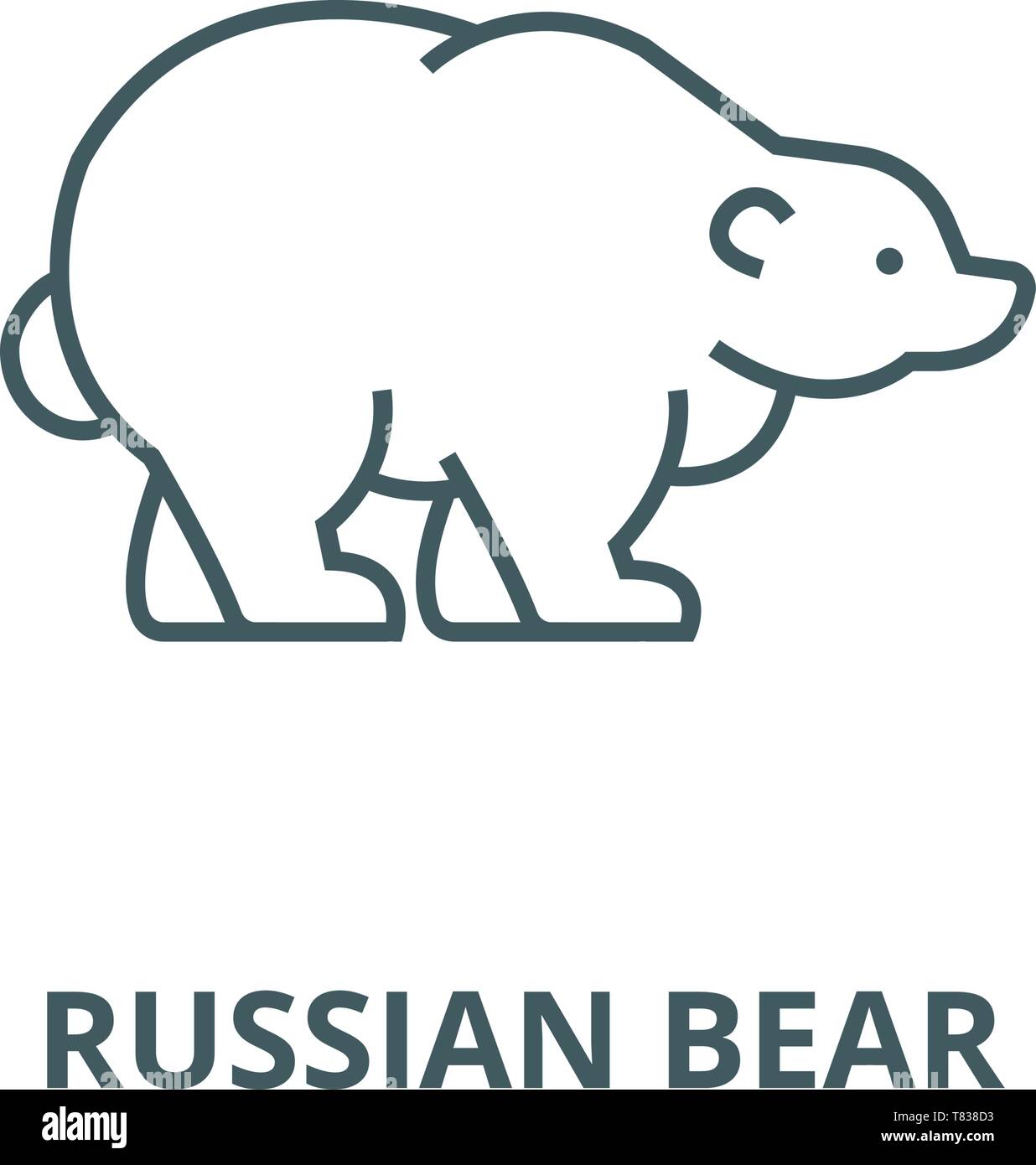 Russian bear vector line icon, linear concept, outline sign, symbol