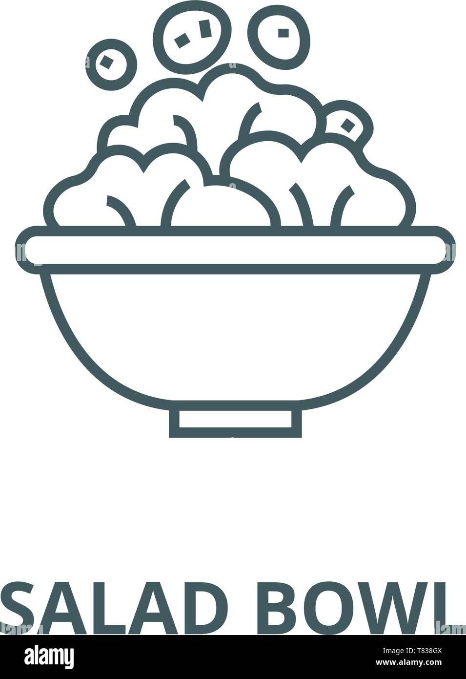Salad bowl vector line icon, linear concept, outline sign, symbol Stock ...