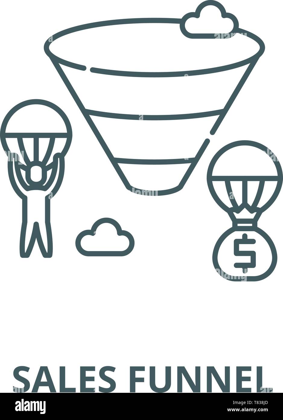 Sales funnel vector line icon, linear concept, outline sign, symbol ...