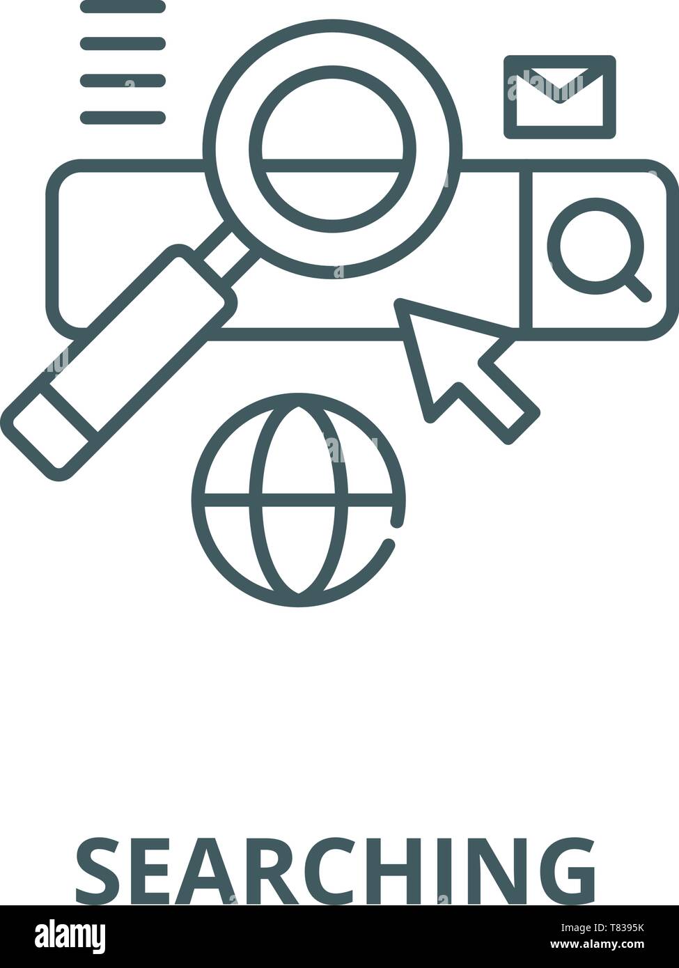 Searching vector line icon, linear concept, outline sign, symbol Stock ...