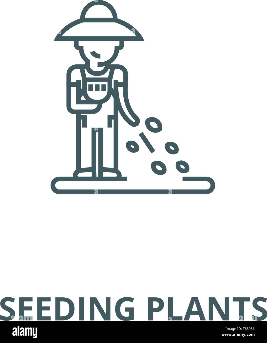 Seeding plants vector line icon, linear concept, outline sign, symbol ...