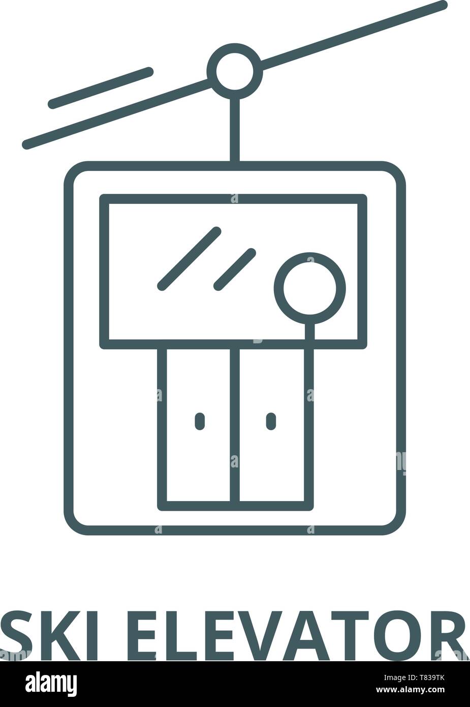 Ski elevator vector line icon, linear concept, outline sign, symbol Stock Vector