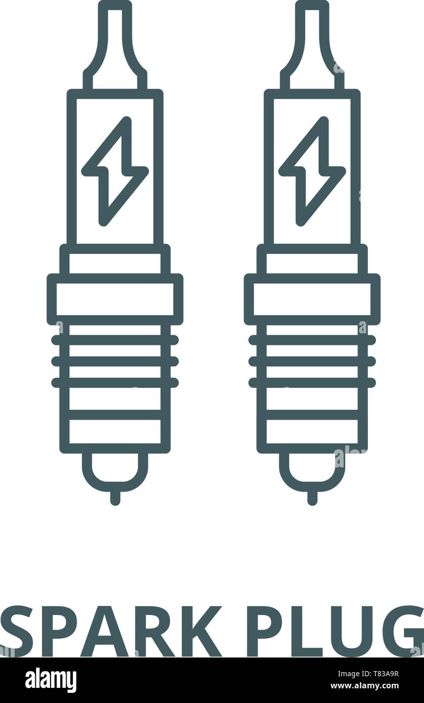 Spark plug vector line icon, linear concept, outline sign, symbol Stock