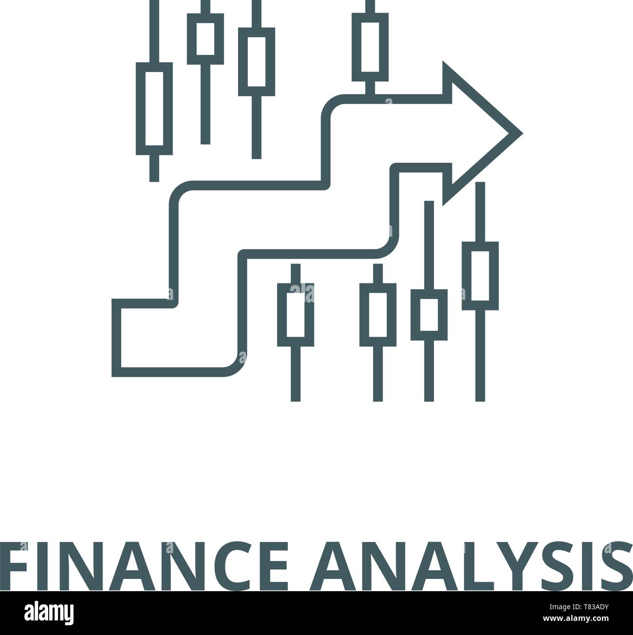 Sideways,finance analysis vector line icon, linear concept, outline sign, symbol Stock Vector