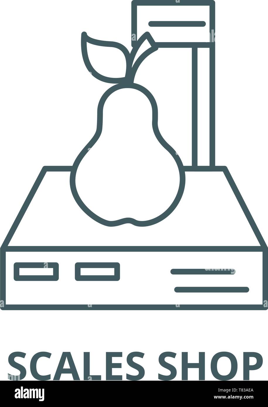 Scales shop,pear vector line icon, linear concept, outline sign, symbol Stock Vector