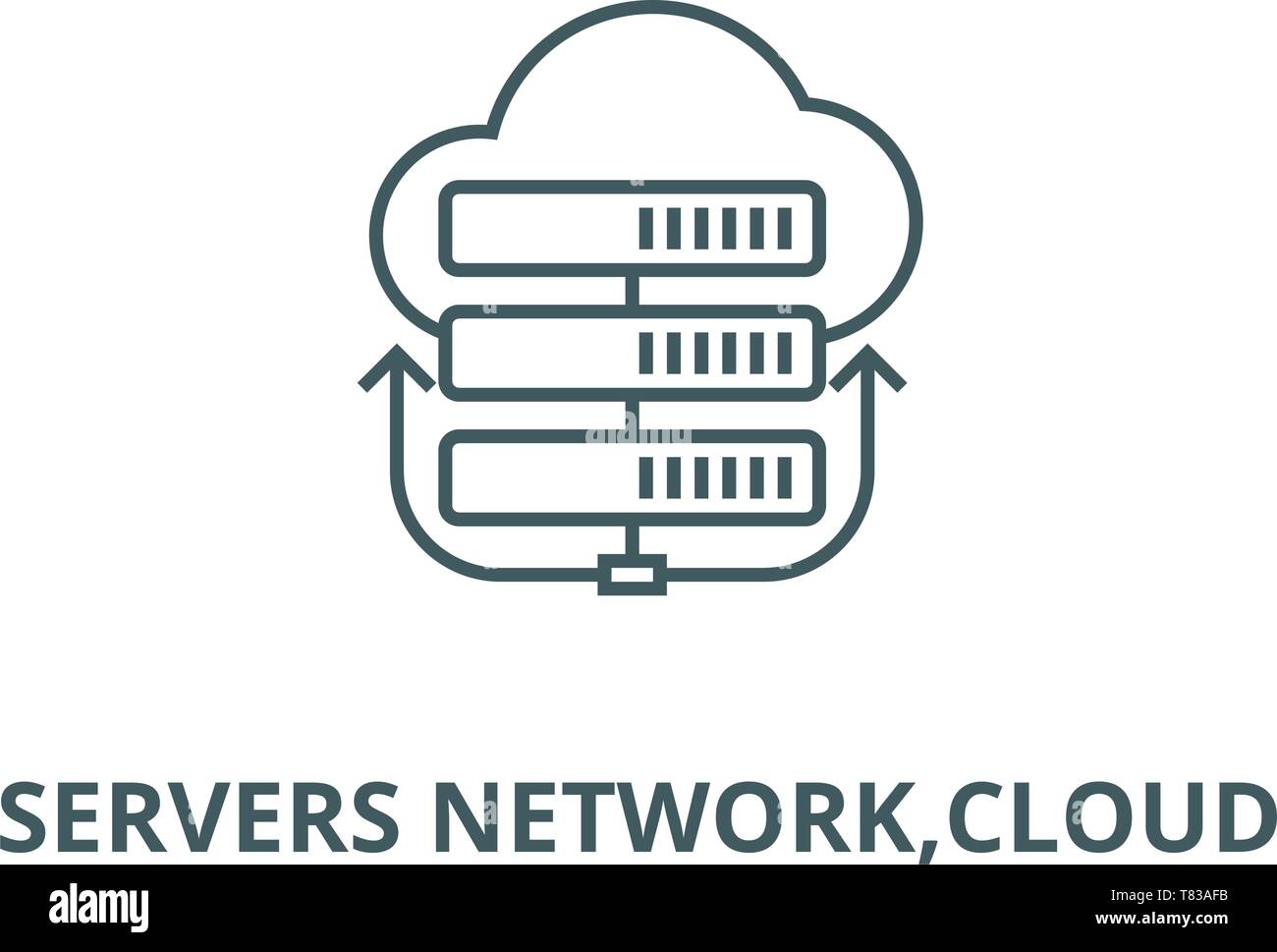 Servers network,cloud vector line icon, linear concept, outline sign ...