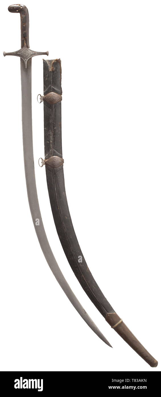 A Persian shamshir Circa 1800. Sturdy, smooth single-edged blade of ...