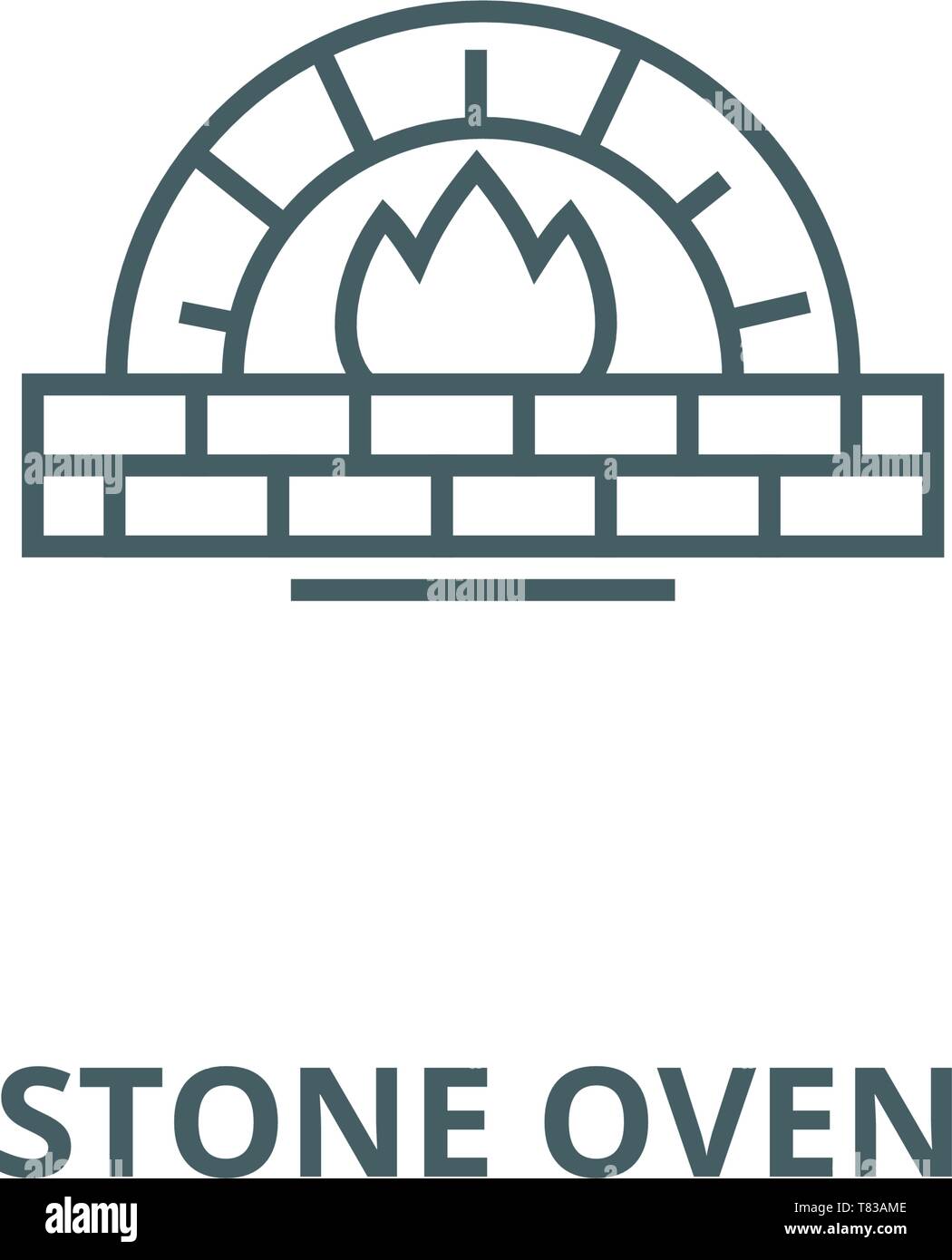 Stone oven vector line icon, linear concept, outline sign, symbol Stock ...