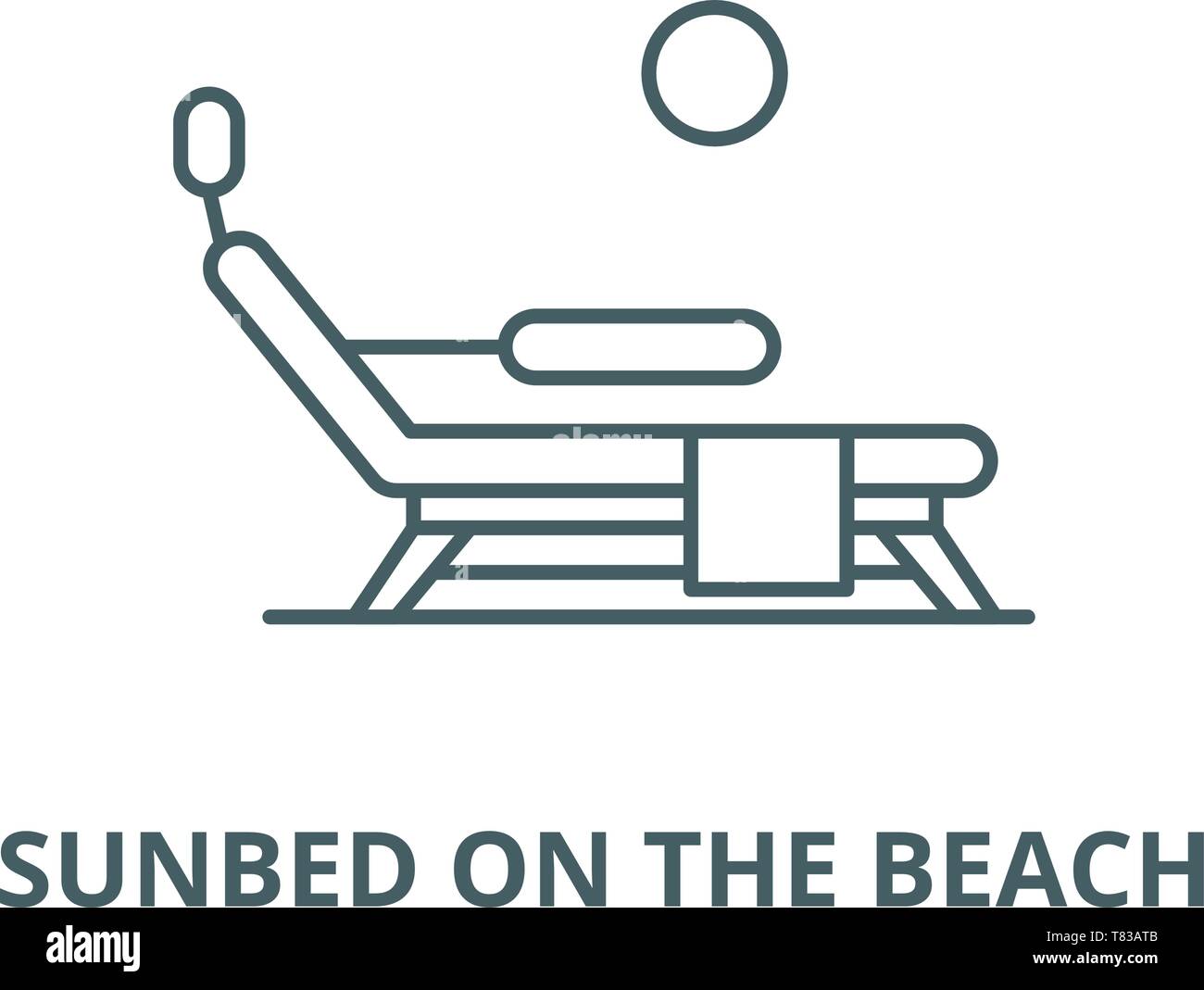 Sunbed on the beach vector line icon, linear concept, outline sign ...