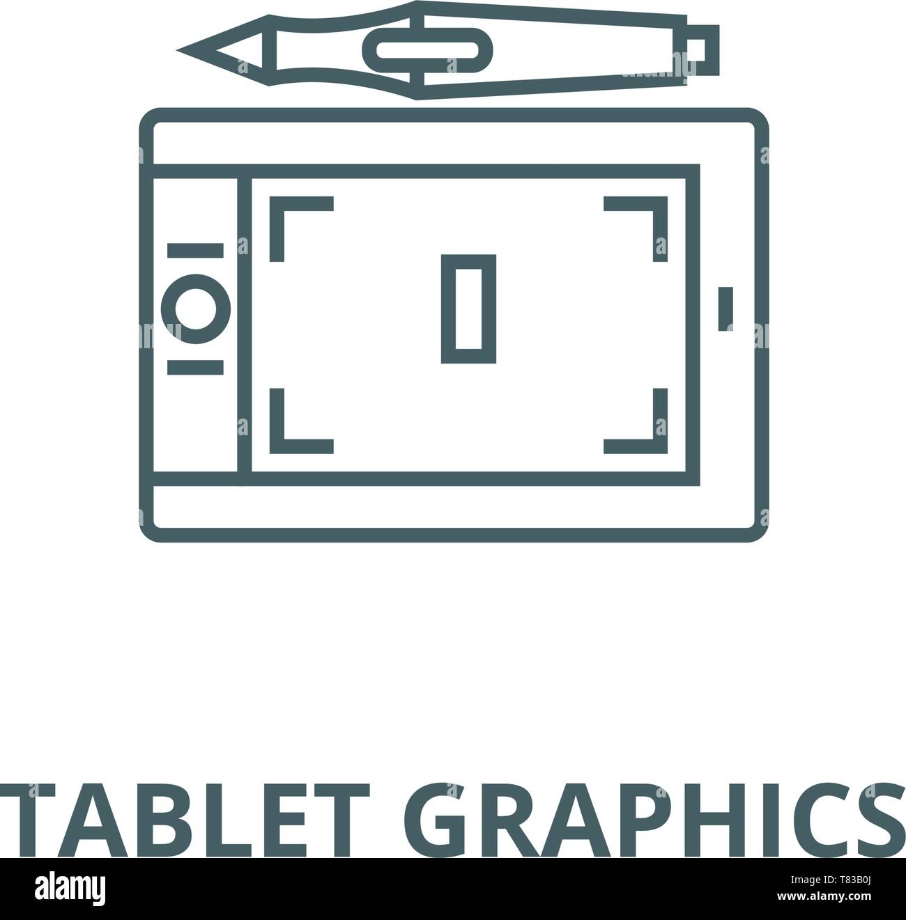 Tablet graphics vector line icon, linear concept, outline sign, symbol ...