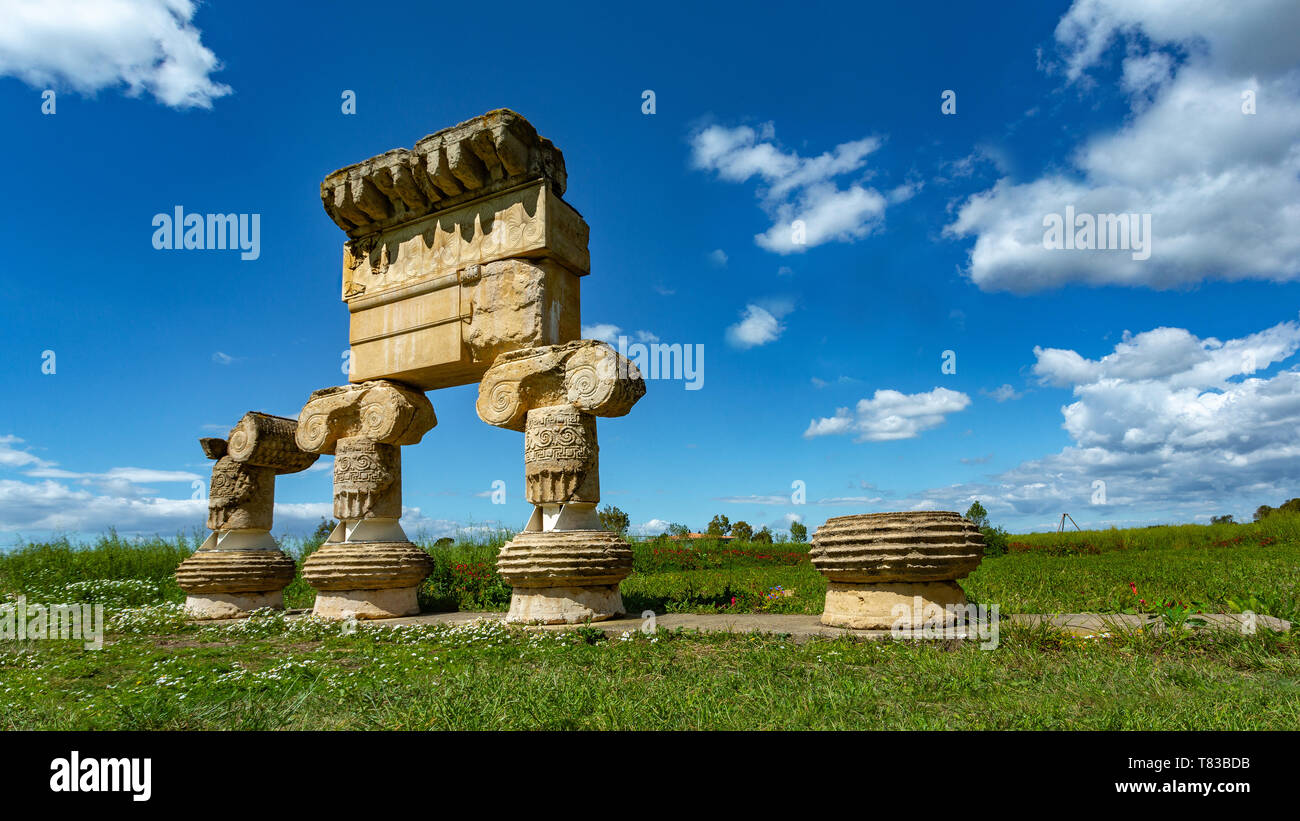 Urban Area Park, Metaponto Archaeological Area. Ionic Temple Stock Photo