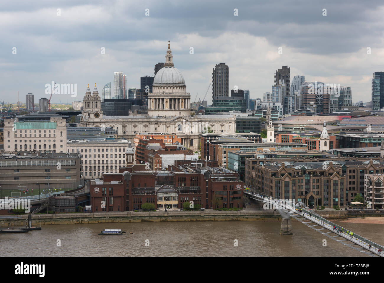 Ariel view of St Pauls Cathedral in London, England. Stock Photo