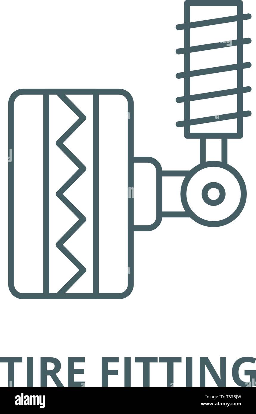 Tire fitting vector line icon, linear concept, outline sign, symbol Stock Vector