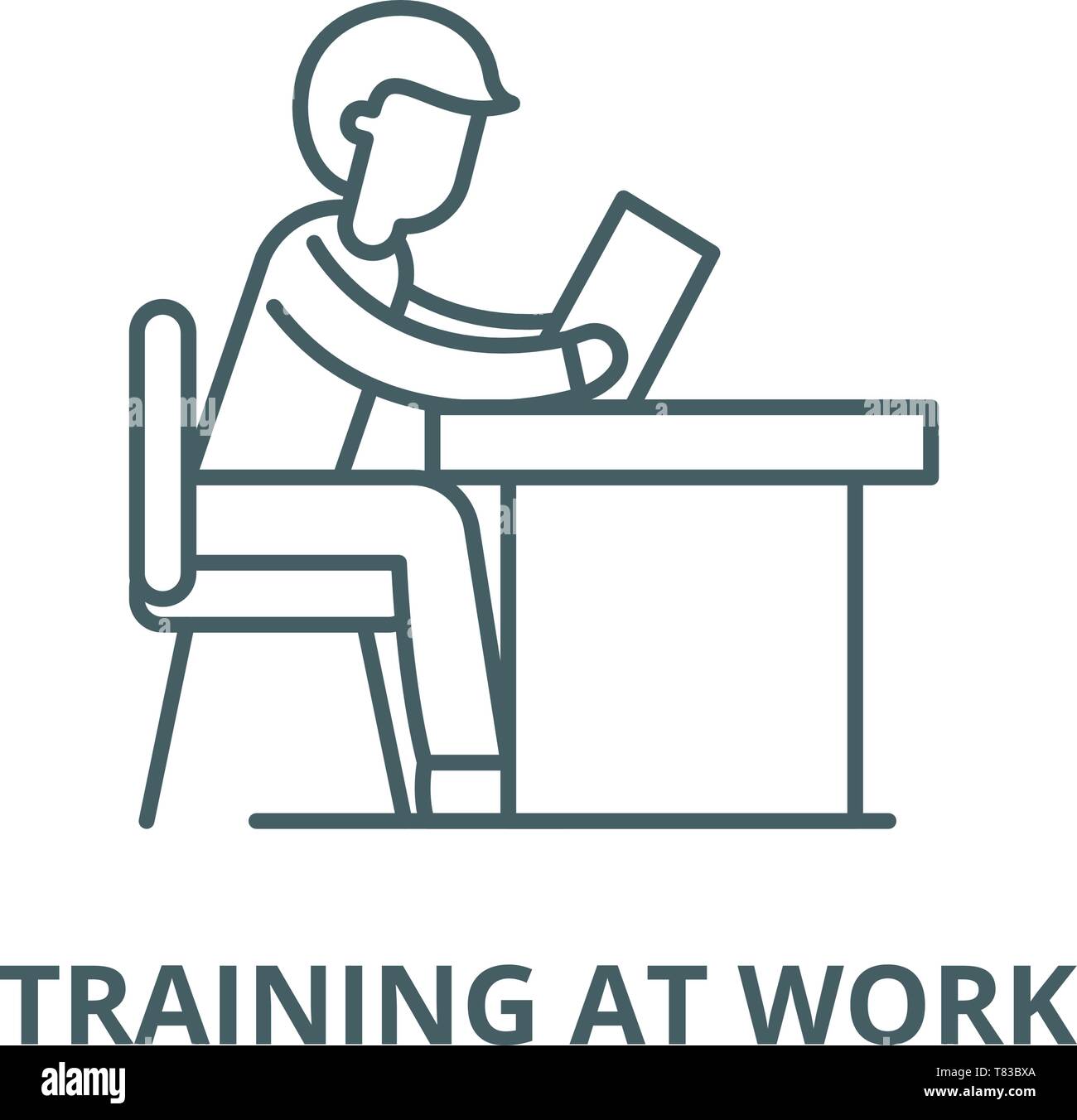 Training at work vector line icon, linear concept, outline sign, symbol ...