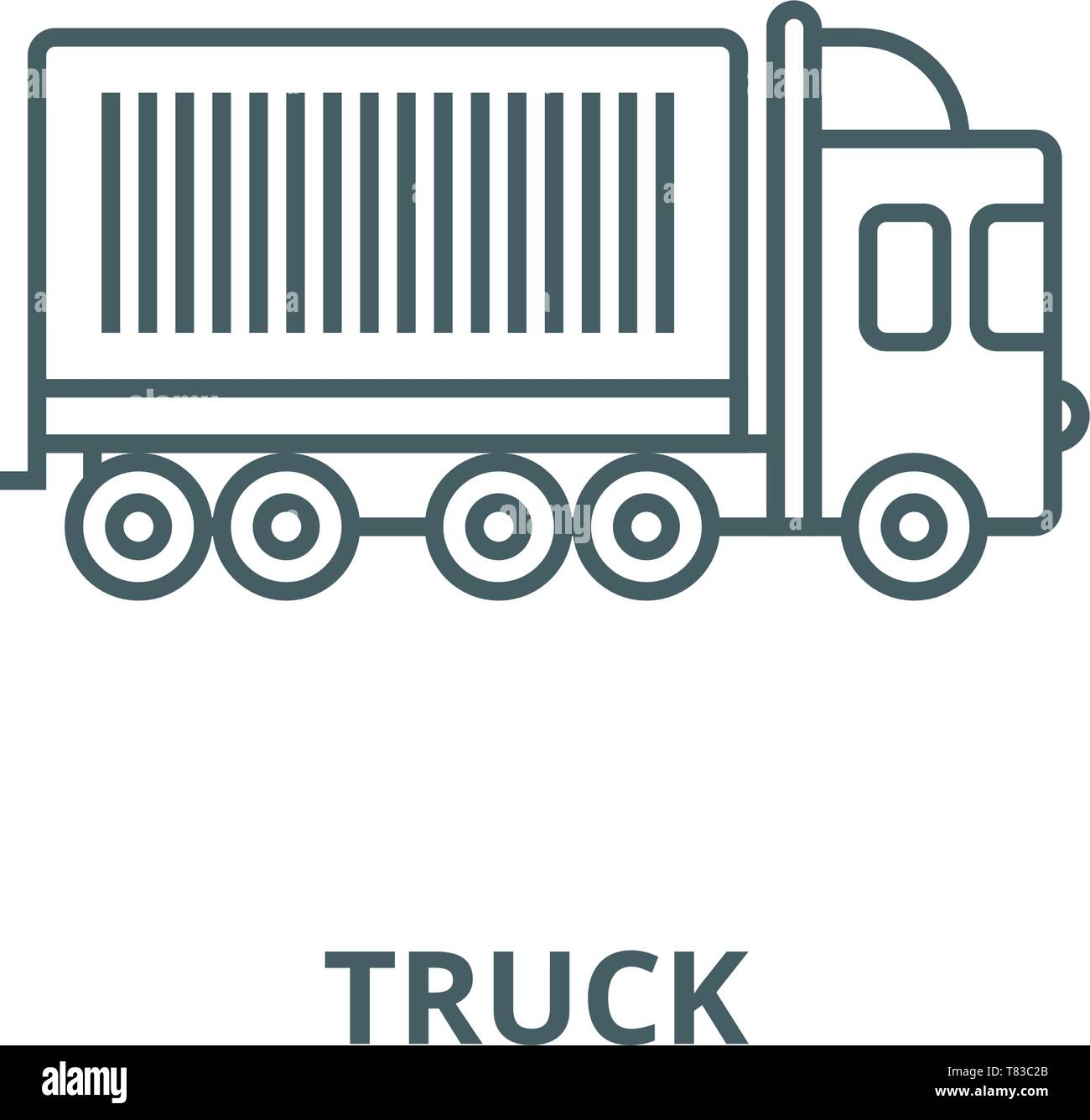 Truck, cargo container vector line icon, linear concept, outline sign ...